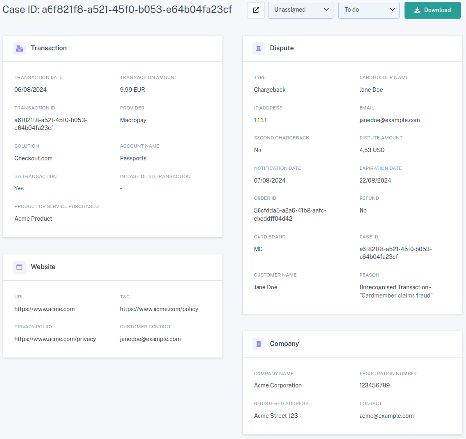 Creating basic disputes with more data