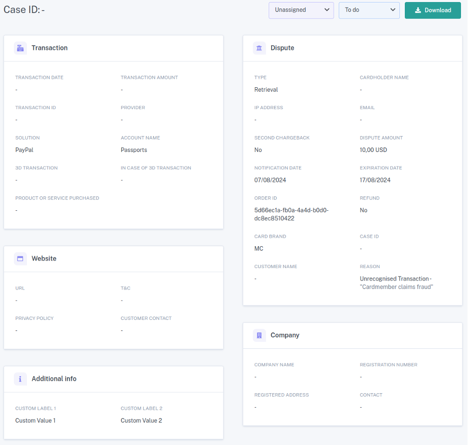 Creating basic disputes with more data
